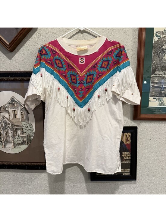 American Vintage Tops - Vintage 80s/90s Cowgirl Colorful Southwestern Aztec Shirt Size Women’s Medium